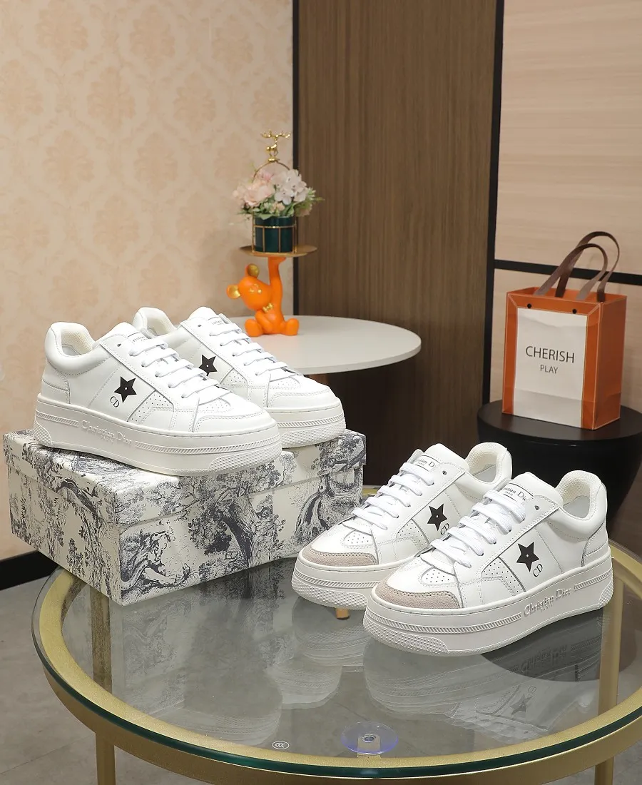 👟👟Ex-factory price 480👟👟 DIOR Dior's new thick-soled sports white shoes, made of first-layer cowhide, breathable mesh inside, sheepskin for foot pads, and lightweight outsole. Size: 35-40 (41 customized)